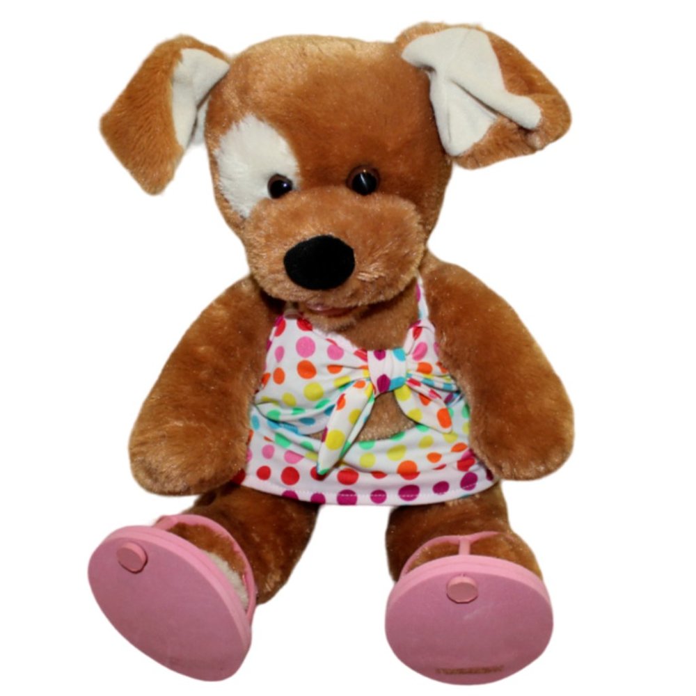 Build A Bear Puppy Dog Plush Beach Swimsuit Clothes Sandals Tan Brown Toy 11"